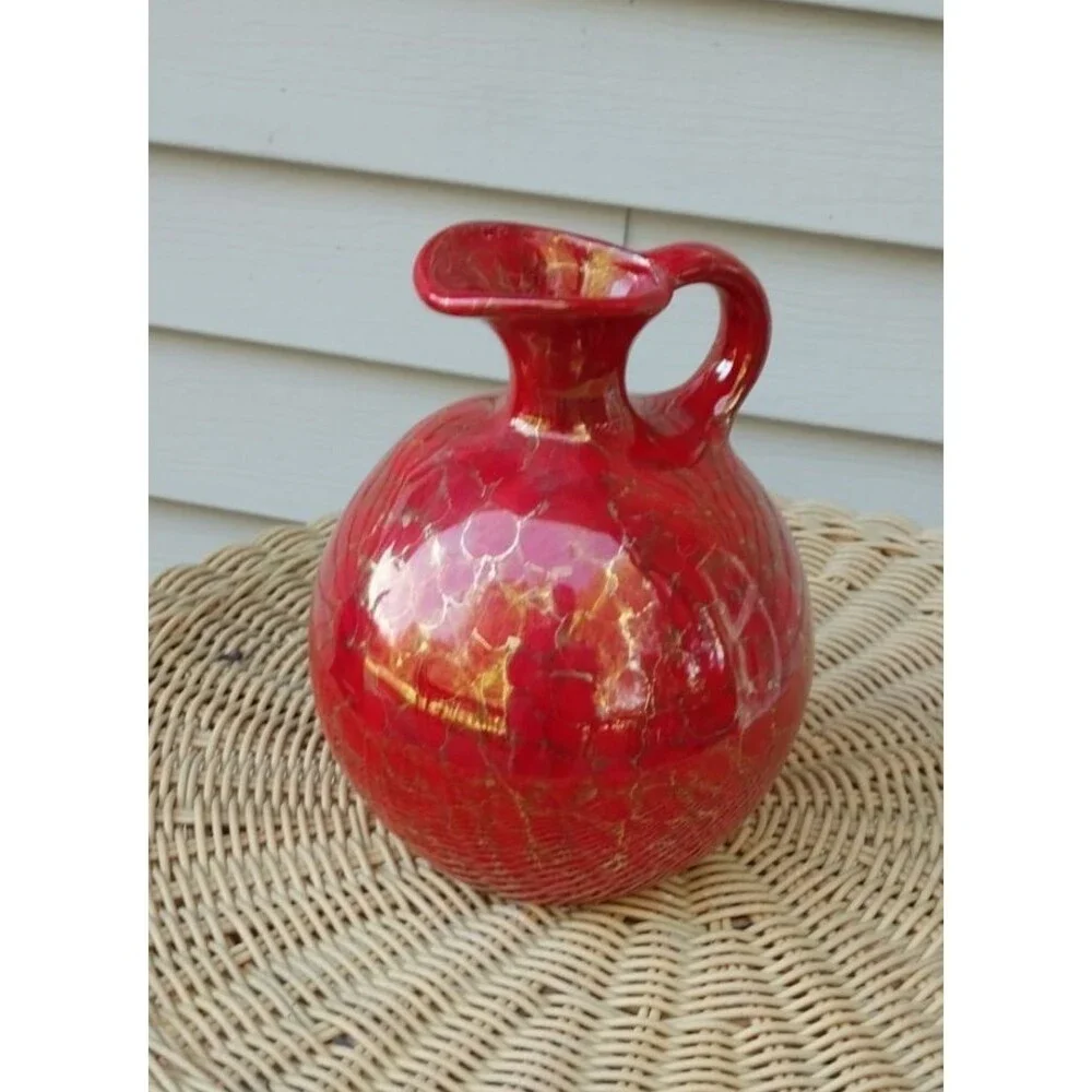 Vintage Crackled Style Art Studio Pottery Hand Crafted Pitcher/Vase/Ewer